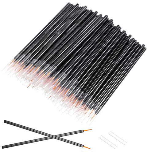 Bremorou 100 Pack Disposable Eye Liner Brushes Ultra-Fine Point Eyeliner Applicator Fine Point Cosmetic Eye Wands Makeup Brushes Tools (Black, Yellow)