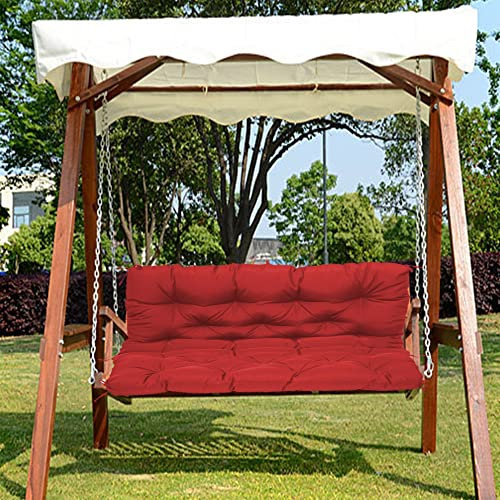 Polster-Set für 2- und 3-Sitzer-Schaukelbank mit Baldachin, verdicktes Sitzkissen und Rückenkissen, überfüllte Hängematte, Bank-Sitzkissen, Rot, 100 x 100 x 10 cm