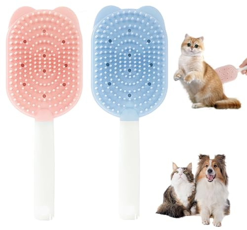 2 Pcs Cat Tongue Comb Cat Brush Upgraded Cat Grooming Brush Cat Brushes for Grooming Cat Tongue Brush Easy to Clean and Maintain for Dog Cat Rabbit Pet Grooming and Hair Removal (Pink + Blue)