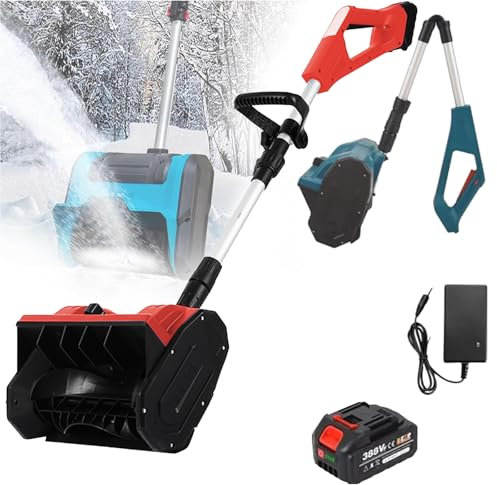 Pala da Neve Senza Fili, spazzaneve Elettrico, Larghezza 33 cm, profondità 20 cm, Distanza di Lancio 8 m, Lunghezza Regolabile, spazzaneve con Batteria ad Alta capacità per la rimozione dell