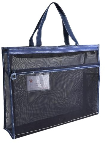 Ceprznvey Netztasche für Kunstbedarf, transparente A3-Tragetasche für Kunst, Malmaterial, Kunst-Organizer-Tasche mit Reißverschluss und Griff