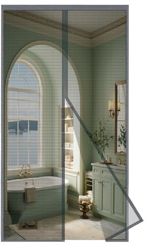 MAGICDOOR Magnet Fliegengitter Tür Glasfaser 70x210cm, Mittlere Öffnung Magnetvorhang Insektenschutz Feinmaschig Ohne Bohren Fliegenvorhang Terrassentür für Wohnzimmer Schlafzimmer Balkon-Grau