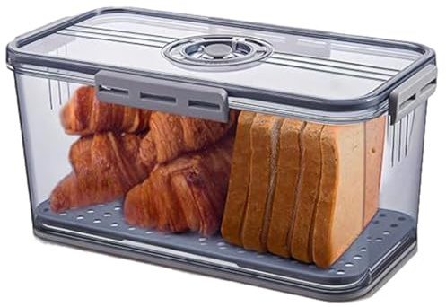 Bread Box Airtight 12.8x6.89x6.1in Large Capacity Stackable Bread Keeper Storage Container Airtight with Drainage Mat for Kitchen Counter