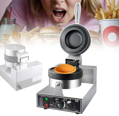 Hamburger Burger Machine Pressa elettrica per hamburger, 1200 W, macchina per hamburger elettrica, pressa per hamburger, macchina per gelato commerciale antiaderente in acciaio inox, 110 V