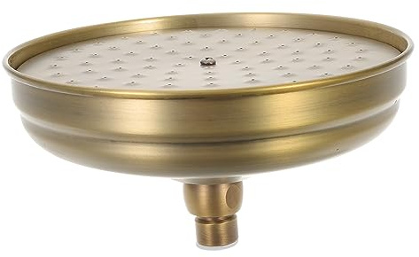 HOLIDYOYO Rociador Ducha Efecto Lluvia de Cobre Dorado Cabezal de Ducha Retro Compacto y Antiobstrucción para Baño Estilo Vintage y Diseño Delicado