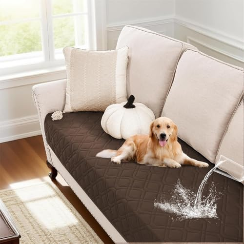 BXFUL wasserdichte Sofabezug - rutschfeste Sofabezüge, Couchbezüge, Sitzbezüge für Sofas, Möbelprotektor für Hunde und Katzen, Sofadecke für den Außenbereich (Braun,32x74in/81x188cm)
