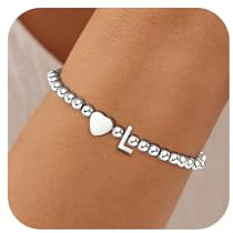 SLOONG Weihnachten Geschenke für Mädchen, Armband Damen Silber Armband mit Buchstaben L Armkette Personalisiert Armbänder Jewelry Schmuck Teenager Mädchen Geschenke für 5 6 7 8 9 10 11 12 Jahre