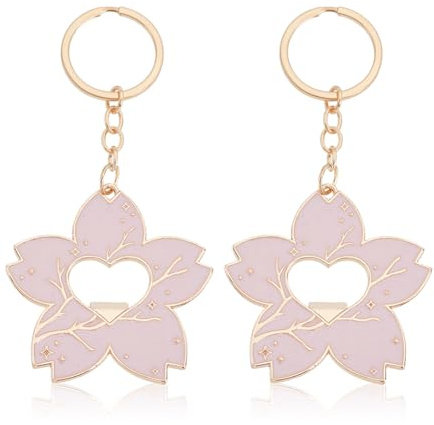 CRAFTYMELODY 2 porte Clés en Alliage Émaillé en Forme de Fleur de Cerisier Porte Clés en Forme de Fleur Rose Décapsuleur Amusant Ornements Suspendus