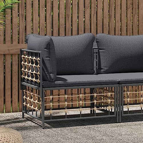Outdoor Rattan Ecksofa Set - PE Rattan & Pulverbeschichteter Stahl, Max Belastung 110kg, Stilvolle Gartenmöbel für Terrasse & Balkon