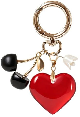Süße Schlüsselanhänger Kirsche Bag Charms Schlüsselanhänger Herz Blume Taschenanhänger Damen Handtaschen Anhänger Cute Keychain Aesthetic Taschen Anhänger Autoschlüsselanhänger Taschen Charms