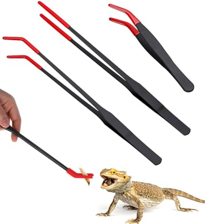 HUVZOR 3 Stück Edelstahl Aquarium Pinzette Lang Gerade Futterpinzette Gebogene Spitze Pinzetten Set mit Gummikopf Extra Lange Pinzette für Wasserpflanze Pflanzenpinzette Reptilien Futterzange