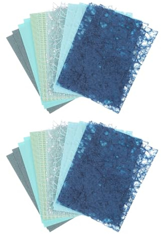 QUARKZMAN 32 Fogli Di Carta Scrapbook Tessuta, Set Assortito Di Carta particolare E Retina Per Scrapbooking Junk Journal Carte Materiali DIY Collage Card Decorazioni, Blu