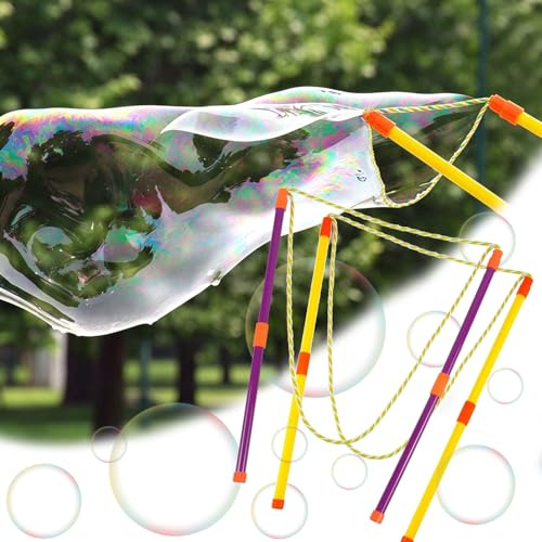 YeahBoom Riesenseifenblasen Set,2 Stück Seifenblasen Groß,Teleskopische Entwurfs Seifenblasen Stab,Seifenblasen Spielzeug,Einfache Tragen,für Outdoor Spiele,Party