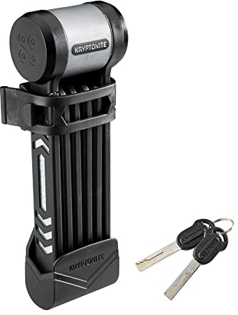 Kryptonite Kryptolok 685 Faltschloss - 85 cm, Sicherheitsgrad 6/10, Kompaktes sicheres Fahrradschloss mit Stahlgliedern, 2 Schlüsseln & Transporthalterung für Fahrrad