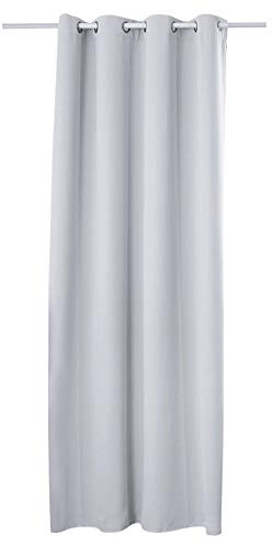 Laneetal Verdunkelungsgardine mit Ösen, Vorhang Blickdicht, Verdunklungsvorhang, Thermovorhang für Schlafzimmer,Ösenvorhang, Kalk-/Grau- Weiß, 135x225 cm, 1 Stück