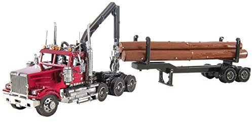 Metal Earth Fascinations ICX136 ICONX 502969 - Western Star 4900 Log Truck & Trailer, lasergeschnittener 3D-Konstruktionsbausatz, 2 Metallplatinen, ab 14 Jahren