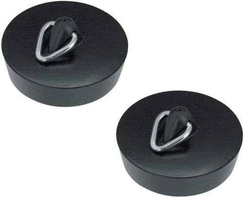 varivendo 2er Set Waschbeckenstöpsel 40,5 mm – Abflussstopfen universal mit Metallöse, 10° konisch, für Waschbecken Spülbecken Badewanne, dichter Gummistopfen nach DIN