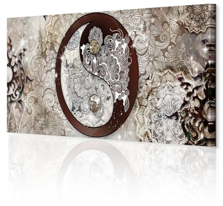 decomonkey Bilder Ornament 135x45 cm 1 Teilig Leinwandbilder Bild auf Leinwand Vlies Wandbild Kunstdruck Wanddeko Wand Wohnzimmer Wanddekoration Deko Mandala Abstrakt