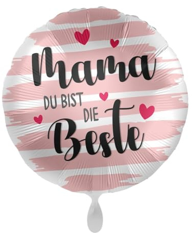 1 Folienballon Muttertag Mama Du bist wunderbar rund Rose weiß ca 45 cm ungefüllt Ballongas geeignet