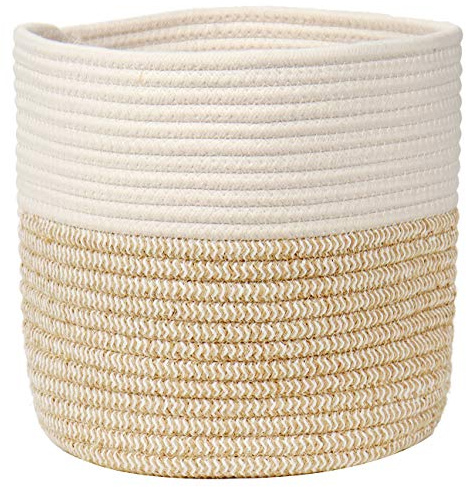 Briful 25CMx25CM Gewebter Baumwollseil Pflanzkorb Blumentopf Geflochten Übertopf Korb für Pflanzgefäße, kleine Pflanzen, Blumentopf, Kunsthandwerk, Spielzeug, Home Décor