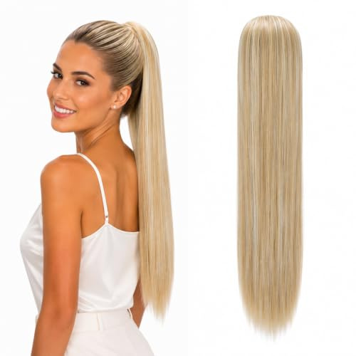 CAISHA 55cm Haarteil Zopf Kordelverschluss Glatt Naturblond Mix PH527