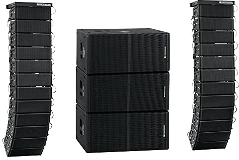 Pronomic V-Array Venue Set - Sistema PA Activo con 3300 vatios (RMS) - Adecuado para Aprox. 500 oyentes - 3X subwoofers con 2X Altavoces de 12 - 24x Top con Altavoces de 4 Cada uno + Tweeter