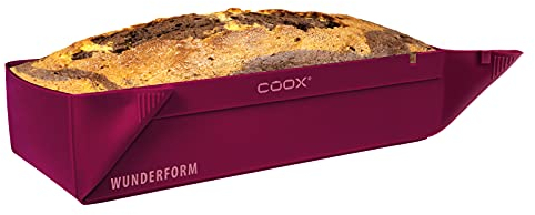 coox WUNDERFORM Basic M in Dunkelrot, die erste faltbare Kastenform, platzsparende Backform aus Silikon BPA-frei