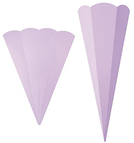 5er Pack Geschwister-Schultüte Rohling mit Steckverschluß, stabiler Karton 400g/qm, 6-eckig, 41 cm, Flieder