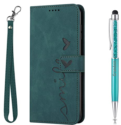Grandoin Kompatibel mit iPhone 11 Pro Hülle, Handyhülle Leder Flip Klappbare Stoßfeste Magnetische [Standfunktion] [Kartenfächern] Schutzhülle für iPhone 11 Pro (5,8 Zoll) Tasche (Grün)
