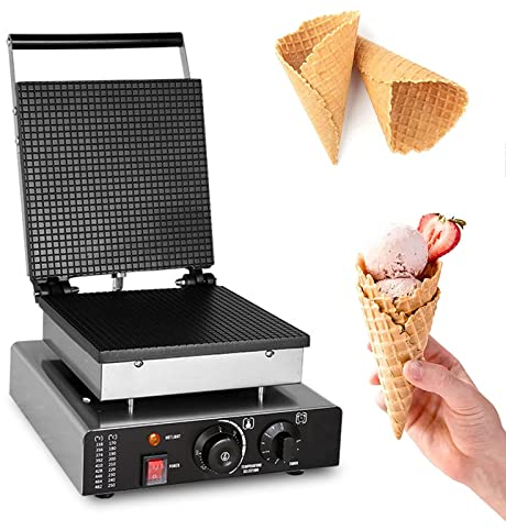 1750W Macchina per Waffle Commerciale Antiaderente, Ferro per Cialde per Cialde Sottili, Macchina per Cialde con Cono, Stampo Antiaderente, Cono, Grande Superficie di Cottura 258mm,Style2