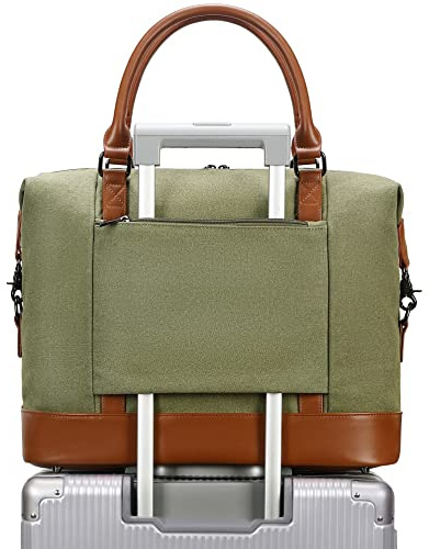 Bluboon Travel Tote Bags with Zipper Ladies Canvas Bag Weekender Overnight Bag for Women Carry on Duffel Bag Trolley Sleeve