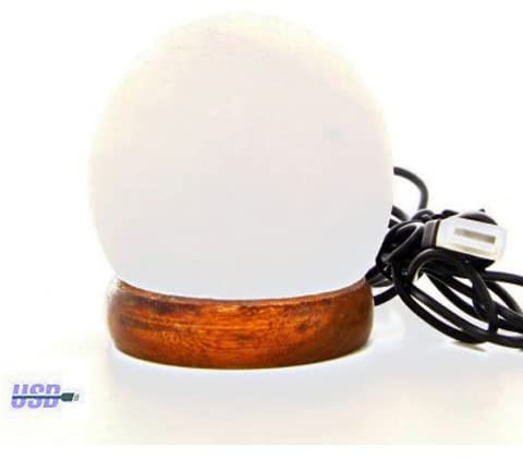 Lampada USB di Sale dell'Himalaya con base in legno (A forma di SFERA)