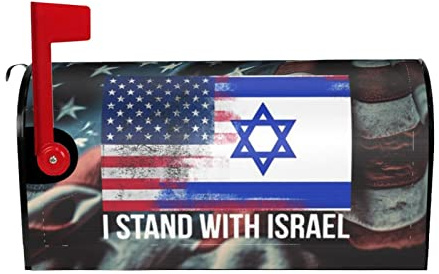 I Stand with Israel USA American Flag Israel Flag Standard Size Mailbox Cover Magnetic 21x18 in Fade-Resistant Post Letter Box Cover Garden Yard Home Decor
