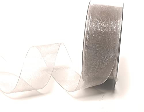 s.dekoda Schleifenband 50m x 40mm Grau Organza Chiffon Geschenkband Organzaband [1350-127]