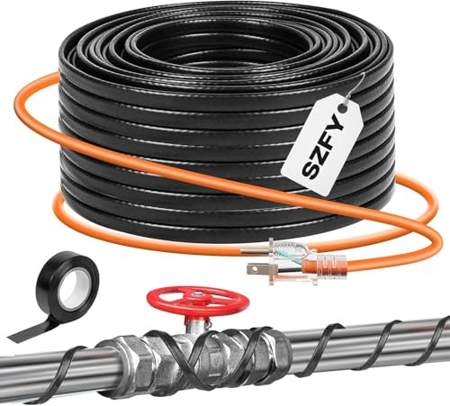 3FT~200FT Heat Tape for Water Pipes, -40°F Deicing Cable,Pipe Heat Cables for Roof,Gutter，Farm，Freeze Protetion Heating Wires, Heated Water Hose,Plumbing Fixtures,120V 5W/FT (80FT)