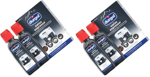 durgol swiss espresso Spezial-Entkalker – Kalkentferner für Kaffeemaschinen aller Typen und Arten – Einfache Reinigung ohne Einwirkzeit & Rückstände – Deutsche Version – 2x125ml (Packung mit 2)