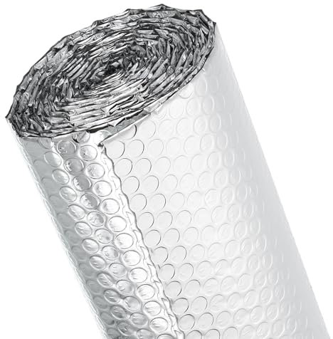 PATIKIL Bulle Réfléchissant Feuille Isolation 47 x 10 Ft Portable Mousse Réfléchissant Isolation Garder Chambres Bien ou Chaud pour Toit Garage Porte grange RV et Intérieur Isolation