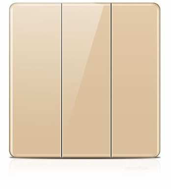 ZFQ Interruptor de botón basculante grande de 2 vías, panel de pared dorado de cristal acrílico moderno, interruptor de luz triple eléctrico, 3 bandas, 2 vías, 16 A, 250 V