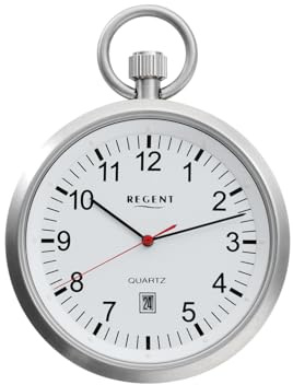 REGENT Taschenuhr Stahl ⌀ 43mm Quarzwerk Flaches Mineralglas P-778