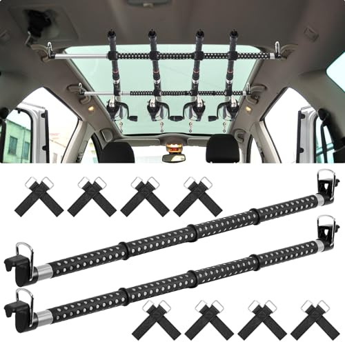 Yoande Angelrutenhalter für Auto, strapazierfähig, mit 8 Gurten, verstellbar, 89,9 bis 162,5 cm, Kleiderstange für Auto, SUV, Wagen
