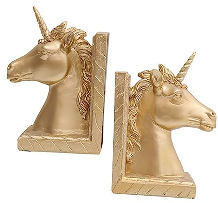 EXCEART Goldene Buchstützen Aus Resin Stabiler Bücherhalter Für Schreibtisch Dekorativer Organizer Zur Regal Schreibtischaufbewahrung Elegante Desktop Buchstütze Als Home Office Deko