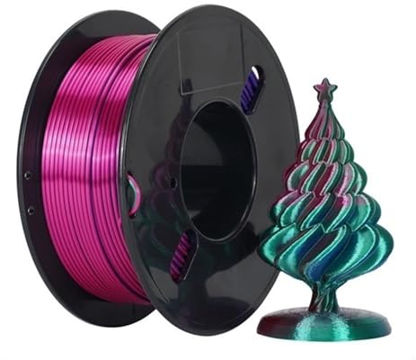 Fachmann 1kg Tricolor Silk PLA Filament 1.75mm 3 in 1 Multi-color 3D Printing Filament Smooth No Bubble (Farbe : Purple)