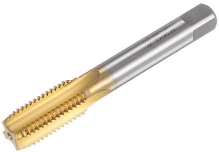 sourcing map Tarauds à flûte droite, M16 x 2 métriques pour gaucher avec revêtement en titane M35 cobalt haute vitesse en acier rapide taraudeuse filetage filetage taraud taraud taraud outil de