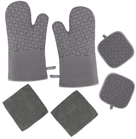 COLLBATH Thermal Gloves Fire Resistant Oven Mitts Pot Holders Silicone Heatproof Non-slip Baking Gloves for Oven Bbq