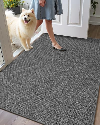 COLOR&GEOMETRY Zerbino Ingresso Interno Antiscivolo 60x90cm,Grigio Melange | Assorbente Tappeto Ingresso Sottile, Zerbino d'Ingresso Lavabile per Porta Casa e Corridoio