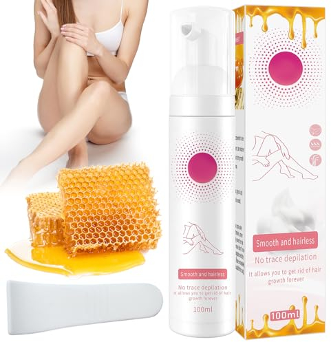 KERANEET Haarentfernungs Schaumspray 100Ml Enthaarungsspray Bienenwachs Body Haarentfernung Schaumspray,Haarentfernungsspray Enthaarungssprayschaum Haarentfernungsschaum Für Achselhöhlen, Arme, Beine