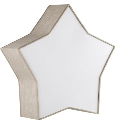 Kinderzimmerleuchte Decke Leinen Metall 45 cm lang Stern Weiß Beige 2x E27 Kinderzimmerlampe Deckenleuchte Kinderzimmer