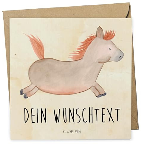 Mr. & Mrs. Panda Personalisierte Karte Pferd Springen - Geschenke, Karten, Reiten, Grußkarten Personalisiert, Bauernhof, Pferdestall, Postkarte, Stall, Pferde, Pony