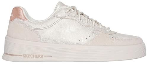 Skechers Women's Hiland Shimmering Splendid Sneaker, Natural Duralreather/Trim, 6 UK