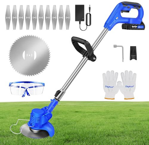 21V Cordless Grass Strimmer, Garden Strimmer with 1500mAh Battery and Fast Charger, Electric Grass Trimmer with 21 Accessories, 10000RPM with stable cutting for Grass/Flower/Trees/Lawn Garden Trimming